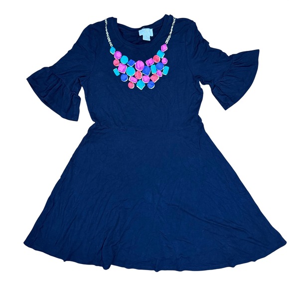 Kate Spade New York Other - Kate Spade New York Girls Black Jewel Necklace Graphic Ruffle Dress Size 12